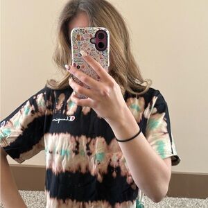 Champion Women's Tie-Dye T-Shirt - Black and Green